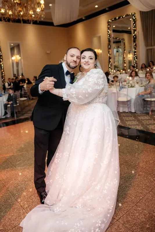Couple dancing at a winter reception