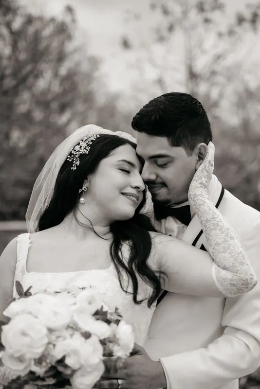 Black and white portrait of the couple